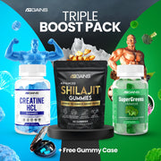 Triple Boost pack Ag gains- creatine HCL, Supergreens & Shilajit Advanced gummies