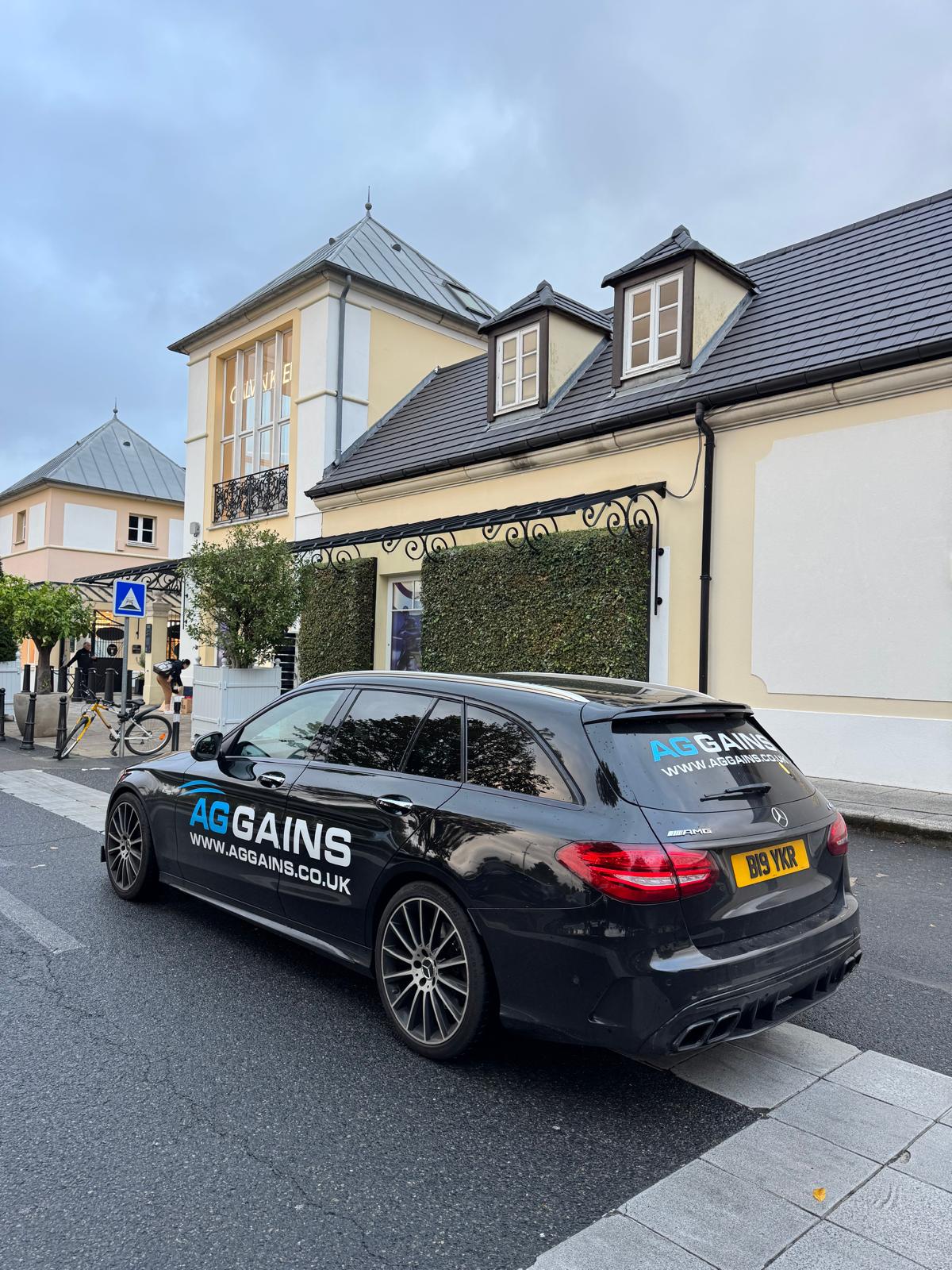 Original photo of the AG GAINS branded car, registration B19 YKR