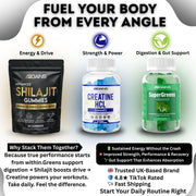 Triple Boost pack Ag gains- creatine HCL, Supergreens & Shilajit Advanced gummies